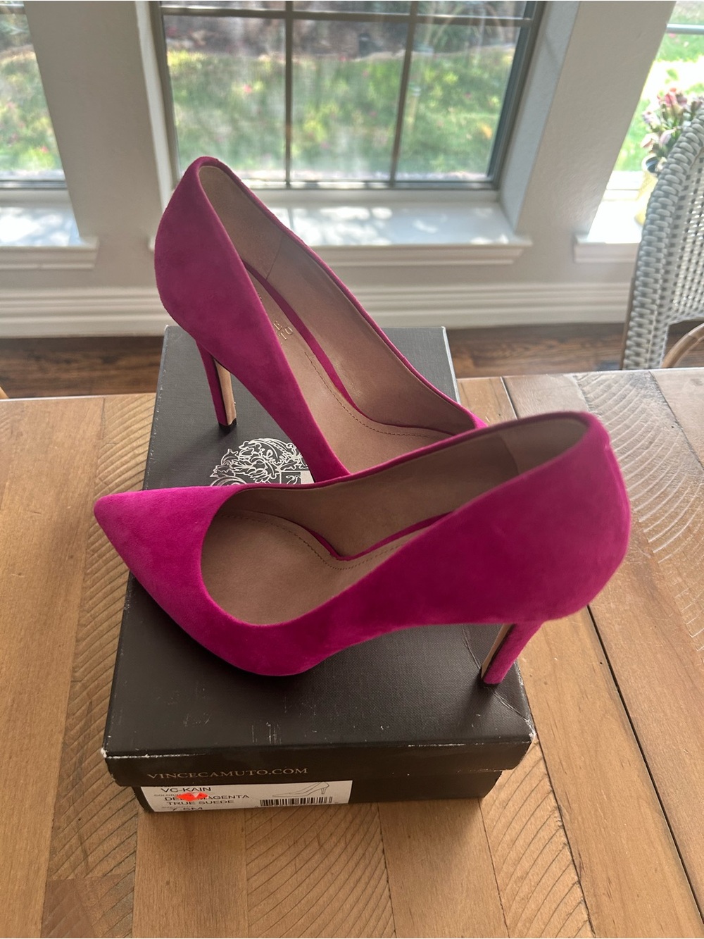 Vince Camuto Deep Magenta Suede Pointed-Toe Pumps - Picture 4 of 7